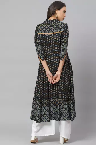 Women'S Rayon Floral Printed Anarkali Kurta