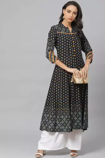 Women'S Rayon Floral Printed Anarkali Kurta