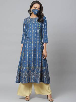 Women'S Rayon Floral Print Anarkali Kurta 1