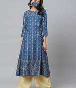 Women'S Rayon Floral Print Anarkali Kurta