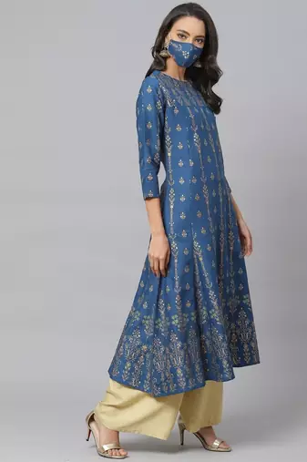 Women'S Rayon Floral Print Anarkali Kurta