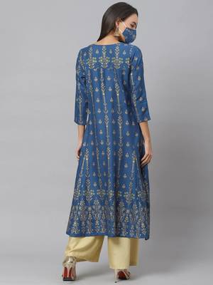 Women'S Rayon Floral Print Anarkali Kurta 4