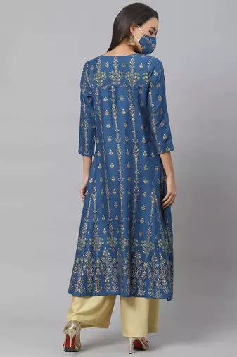 Women'S Rayon Floral Print Anarkali Kurta
