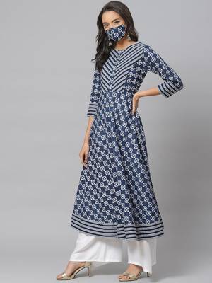 Women'S Cotton Floral Printed Anarkali Kurta 1