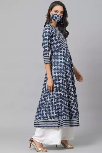 Women'S Cotton Floral Printed Anarkali Kurta