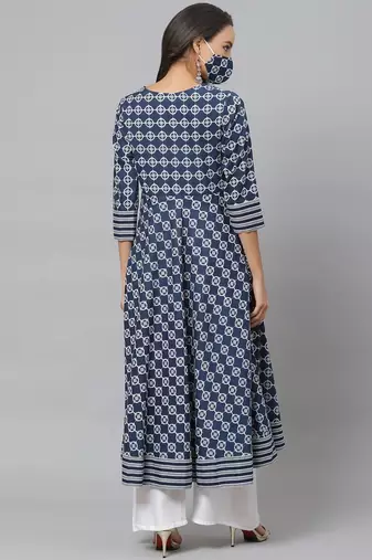 Women'S Cotton Floral Printed Anarkali Kurta
