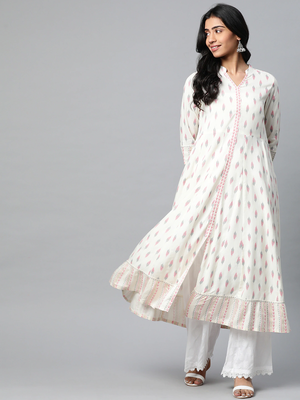 Women'S Rayon Ikat Printed Anarkali Kurta 1
