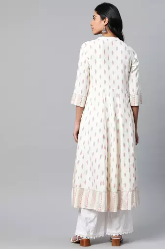 Women'S Rayon Ikat Printed Anarkali Kurta