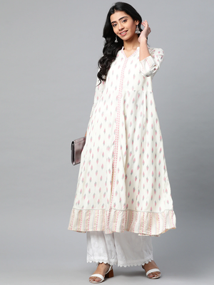 Women'S Rayon Ikat Printed Anarkali Kurta 4