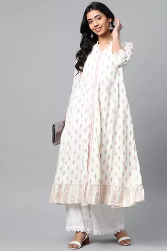 Women'S Rayon Ikat Printed Anarkali Kurta