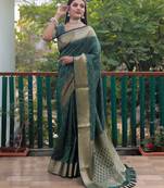 Koram Green  Bandhej Patola Silk Sarees Kanchi Borders And Contrast Zari Weaving Borders Saree With Blouse For Women
