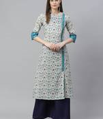 Women'S Cotton Ikat Printed A-Line Kurta