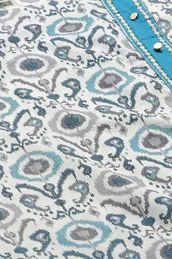 Women'S Cotton Ikat Printed A-Line Kurta