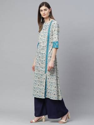 Women'S Cotton Ikat Printed A-Line Kurta 3
