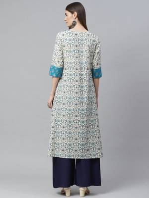 Women'S Cotton Ikat Printed A-Line Kurta 4
