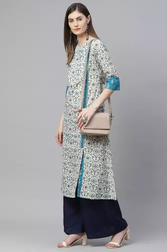 Women'S Cotton Ikat Printed A-Line Kurta