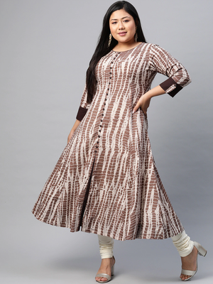 Women'S Plus Size Cotton Tie & Dye Printed Anarkali Kurta 1