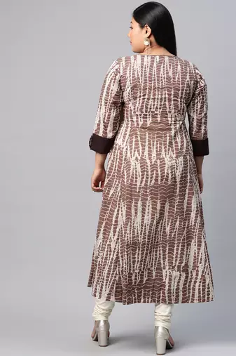 Women'S Plus Size Cotton Tie & Dye Printed Anarkali Kurta