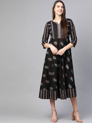 Women'S Maternity Wear Floral Printed Anarkali Dress 1