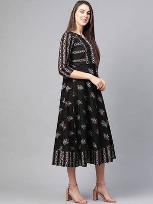 Women'S Maternity Wear Floral Printed Anarkali Dress 2