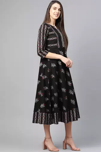 Women'S Maternity Wear Floral Printed Anarkali Dress