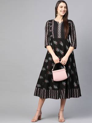 Women'S Maternity Wear Floral Printed Anarkali Dress 4