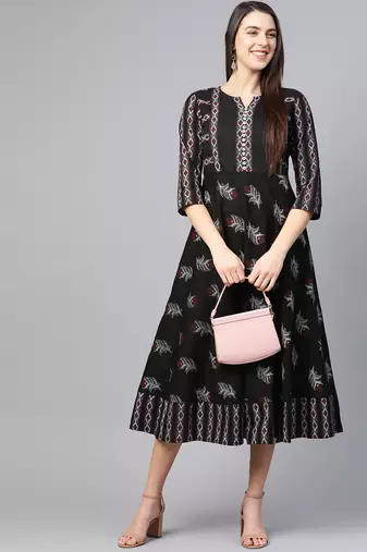 Women'S Maternity Wear Floral Printed Anarkali Dress