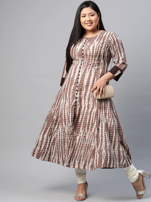 Women'S Plus Size Cotton Tie & Dye Printed Anarkali Kurta 4