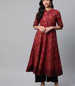 Women'S Cotton Floral Printed Anarkali Kurta