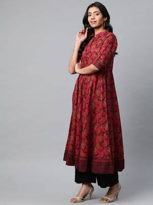 Women'S Cotton Floral Printed Anarkali Kurta 3