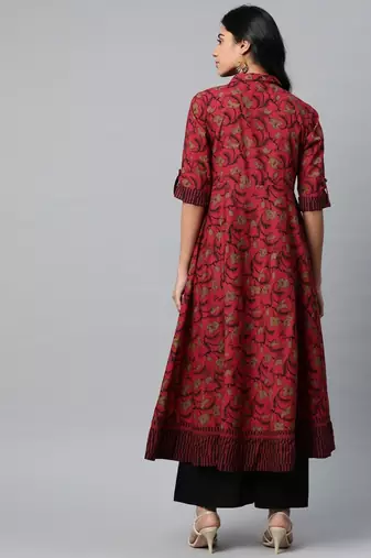 Women'S Cotton Floral Printed Anarkali Kurta
