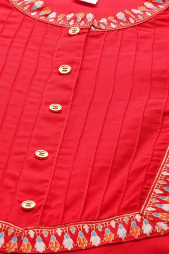 Women'S Rayon Pintucks Anarkali Kurta (Red)