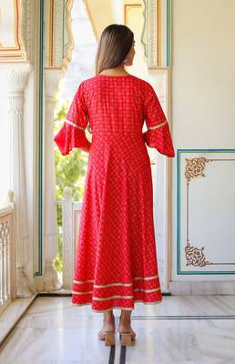 Women'S Floral Printed Anarkali Kurti(Pink) 3