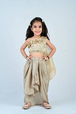 Aglare girls's  organza,chinnon,dhoti set sets for girls suite,girls suit salwar,dhoti set beigh 1