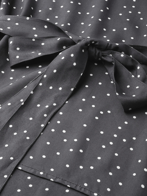 Women'S Rayon Polka Dot Printed Regular Top(Grey) 2
