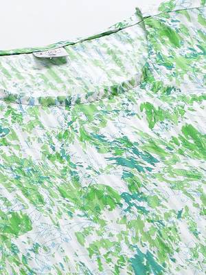 Women'S Cotton Tie & Dye Printed Regular Top (Green) 2