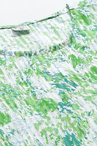 Women'S Cotton Tie & Dye Printed Regular Top (Green)