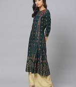 Women'S Plus Size Rayon Floral Print Anarkali Kurta