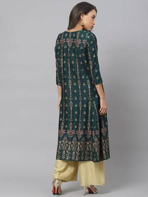 Women'S Plus Size Rayon Floral Print Anarkali Kurta 2