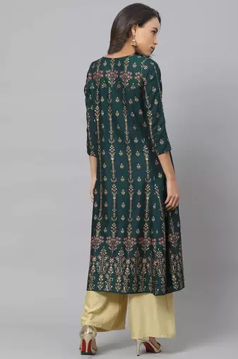 Women'S Plus Size Rayon Floral Print Anarkali Kurta