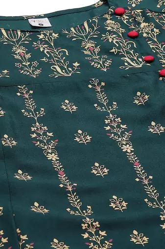 Women'S Plus Size Rayon Floral Print Anarkali Kurta