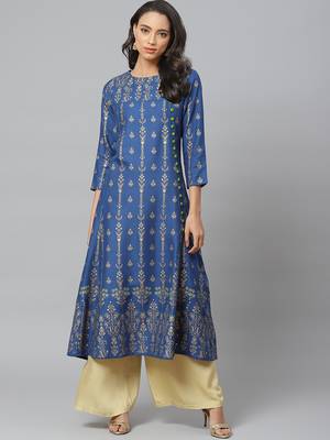 Women'S Plus Size Rayon Floral Print Anarkali Kurta 1