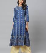 Women'S Plus Size Rayon Floral Print Anarkali Kurta