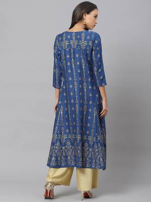 Women'S Plus Size Rayon Floral Print Anarkali Kurta 3