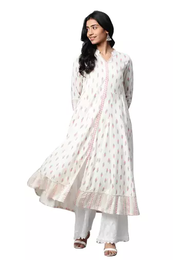 Women'S Rayon Ikat Printed Anarkali Kurta