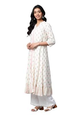 Women'S Rayon Ikat Printed Anarkali Kurta 4