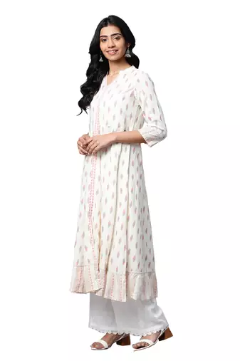 Women'S Rayon Ikat Printed Anarkali Kurta