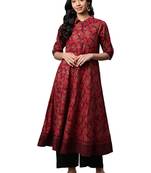Women'S Cotton Floral Printed Anarkali Kurta