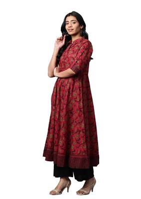 Women'S Cotton Floral Printed Anarkali Kurta 4