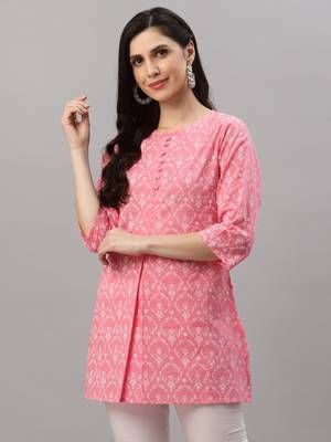Women'S Cotton Floral Printed Short Kurti 1